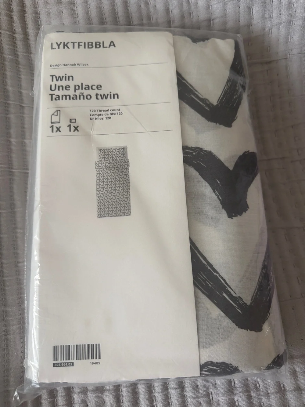 IKEA White and Black Heart Brushstroke Twin Duvet Cover